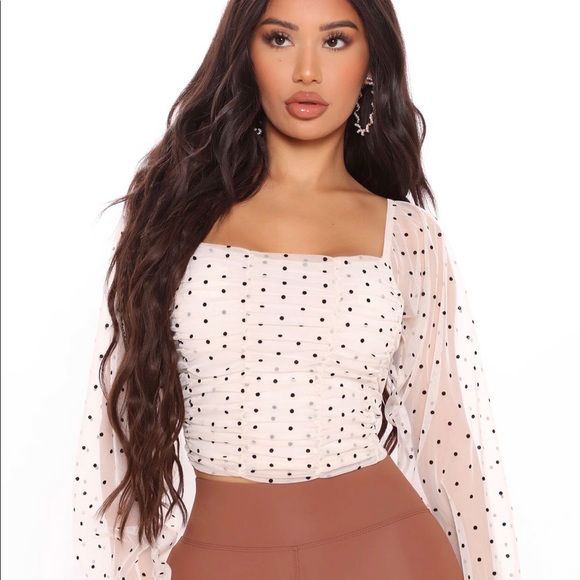 Polka Dot Mesh Top - Picture 3 of 4